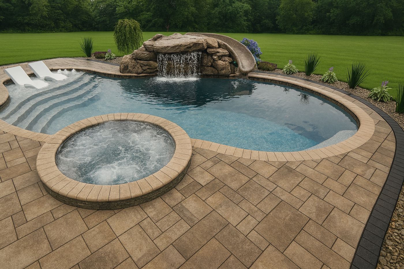 Photo-real enhanced visualization of the same pool design